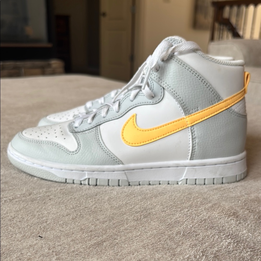 Nike High-Top Sneakers with Yellow Swoosh